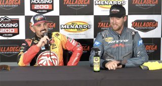 Cleetus McFarland and LS George meet the press at Talladega